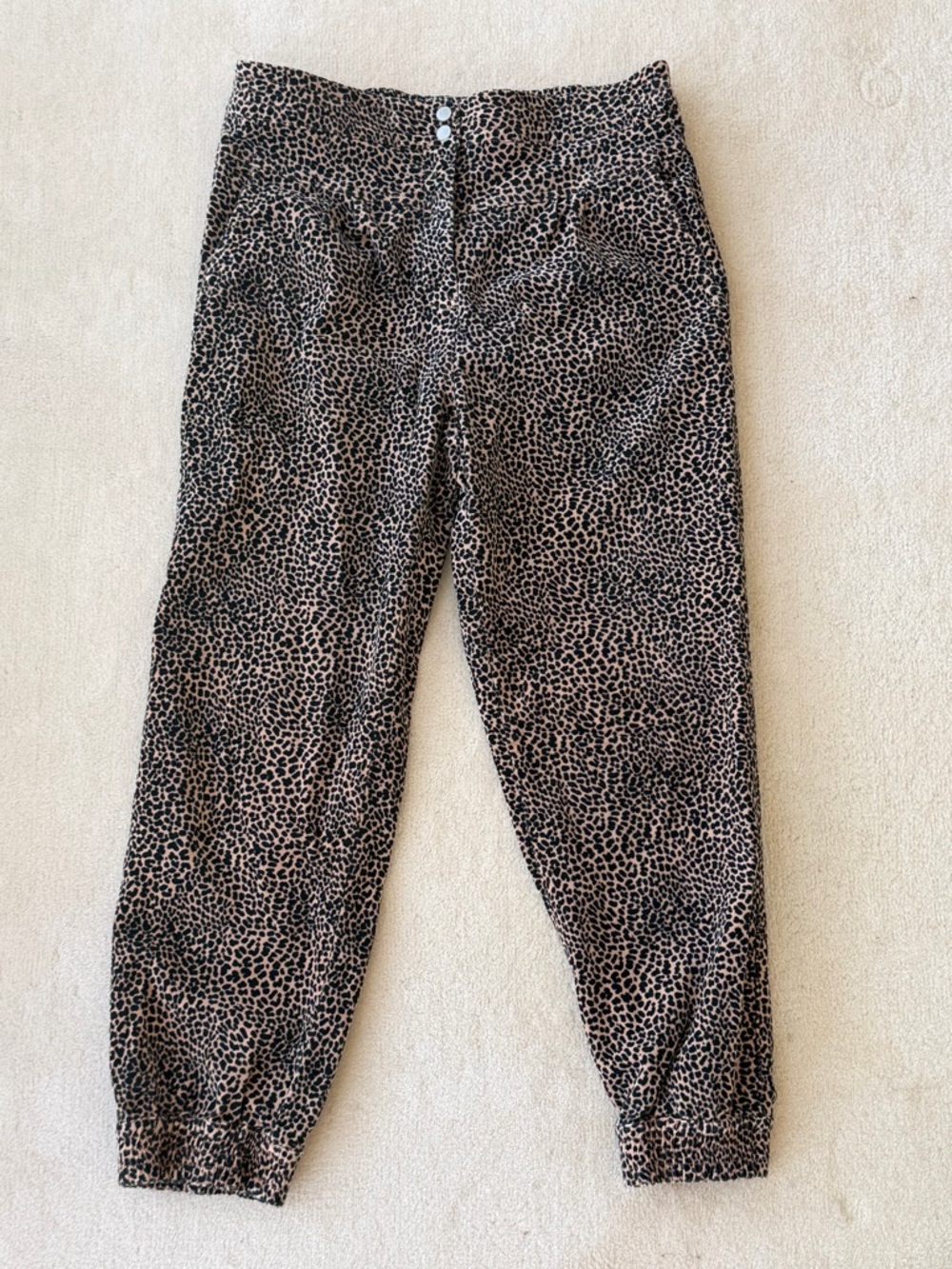 Anthropologie Cotton Leopard Print Jogger Pants - Black & Tan